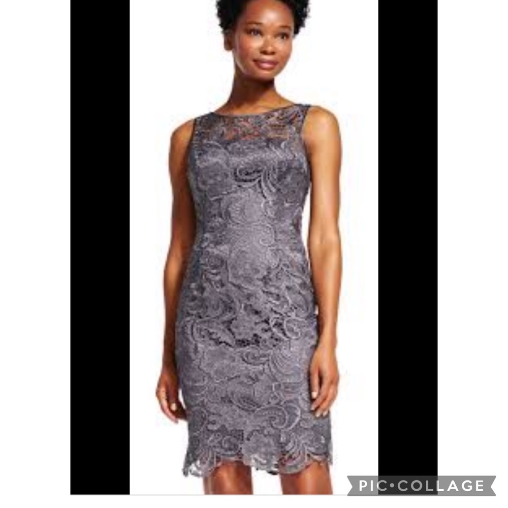 Adrianna-Papell cocktail sleeveless lace dress - Picture 4 of 9